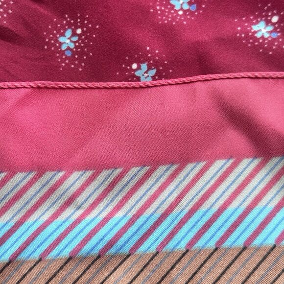 VTG Specialty House Medium Stripe Square Floral Silky Scarf 26" Made Italy Wrap - Picture 4 of 9